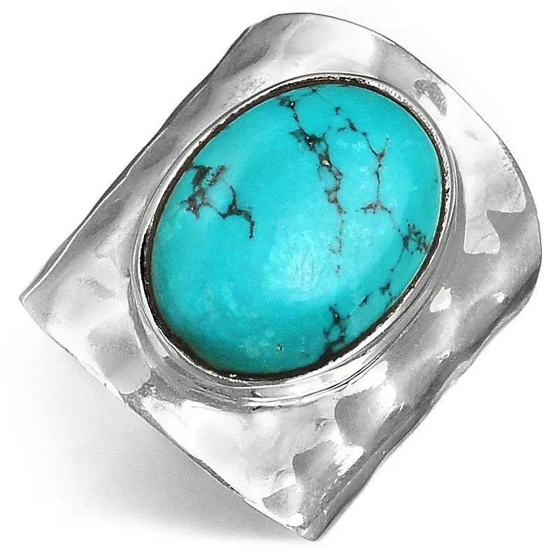 Designer Turquoise 925 Solide En Argent Sterling Pierres Précieuses Naturelles Bijoux Faits À La Main