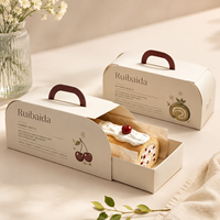 Boîte à gâteau roulé coulissante personnalisée avec poignée pour emballage à emporter de gâteaux roulés, mousses, cupcakes et desserts de boulangerie