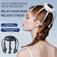Masseur de tête électrique vibrant intelligent rechargeable à 10 têtes automatiques, outil de massage de la tête en forme de pieuvre vibrante