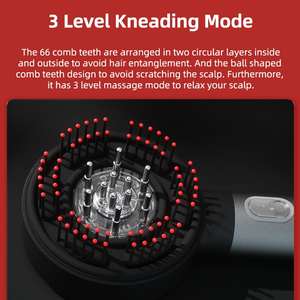 Venta al por mayor inteligente eléctrico amasado 3-1 terapia de luz roja aplicador de aceite para el cabello y cepillo masajeador del cuero cabelludo para el crecimiento del cabello - Product Image 3