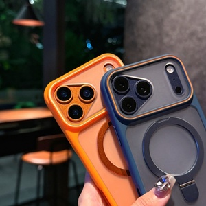Funda Magnética Mate Translúcida para Teléfono iPhone 17 13 14 15 16 Pro Max 17 Air con Anillo Metálico y Soporte, Resistente a Golpes, Venta al Por Mayor - Product Image 3
