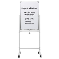 Tableau blanc magnétique double face sur roulettes 48 x 36, tableau blanc mobile sur pied pour bureau, salle de classe et maison