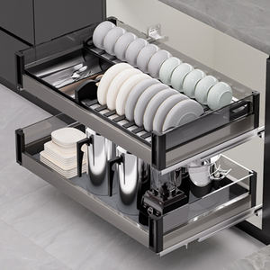 HNOSS Support de rangement à <span class=keywords><strong>tiroirs</strong></span> Panier à vaisselle en aluminium sous l'évier Organisateur de casseroles et de poêles - Product Image 1