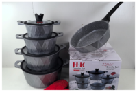 Set Peralatan Masak Panci dan Wajan Aluminium Die Casting Lapisan Anti Lengket Induksi HK untuk Penggunaan di Rumah