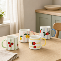 Tasses à fruits colorées peintes à la main SWT : Illuminez vos moments de café quotidiens avec un charme joyeux pour les cuisines européennes et américaines