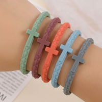 Pulsera de Silicona con Cruz Cristiana, Color Personalizado Vintage, Libre de BPA, para Niños, Regalo para el Domingo de la Iglesia