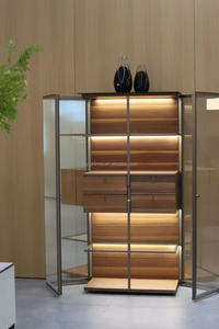 Gabinete de exhibición de pared de vidrio de perfil de aluminio de Metal personalizado de lujo moderno minimalista con luz Led para sala de estar - Product Image 6