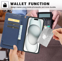 Étui portefeuille en cuir NFC pour iPhone 16 15 Pro Max 14 Plus 13 17 Air 16e, avec porte-cartes magnétique et pochette pour téléphone portable