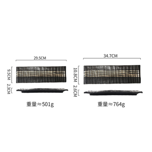 Piatto rettangolare in ceramica smaltata per Sushi lungo 14 pollici semplice piatto nero ristorante piatto da portata in ceramica vassoio per cena giapponese - Product Image 2