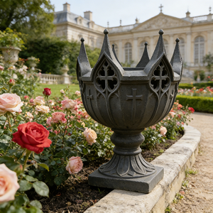 Maceta de Resina con Diseño de Corona Gótica, Estilo <span class=keywords><strong>Castillo</strong></span> Francés, para Jardín de Rosas, Hecha a Mano y Pintada a Mano - Product Image 1