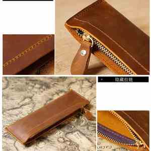 Trousse à crayons moderne en cuir véritable avec fermeture éclair, porte-monnaie fait main en cuir pleine fleur pour étudiants, sac de rangement pour fournitures scolaires, cadeaux de bienvenue - Product Image 3