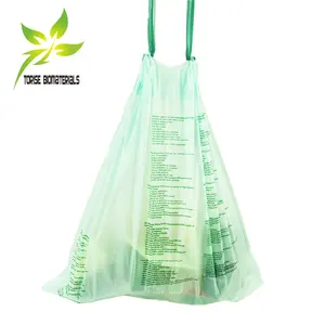 Eco friendly biodegradable plastic compostable biodegradable Drawstring trash garbage bags on roll