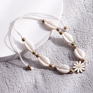 Nieuw <span class=keywords><strong>Design</strong></span> Shell Drop Olie Bloem Enkelbanden Voor Vrouwen Hand Geweven Verstelbare Enkelband Strandfeest Sieraden Geschenken Stijl - Product Image 3