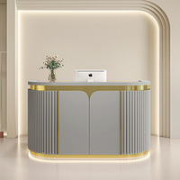 Bureau d'accueil moderne et écologique brillant pour salon de beauté, magasin de vêtements, salon de manucure, spa en bois, design incurvé, haute qualité