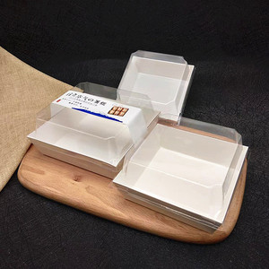 Distribuer des barquettes en papier jetables de qualité alimentaire avec couvercle en PET anti-bué<span class=keywords><strong>e</strong></span> pour sandwich, <span class=keywords><strong>sushi</strong></span>, tranche de gâteau, logo personnalisé, pâtisserie - Product Image 5