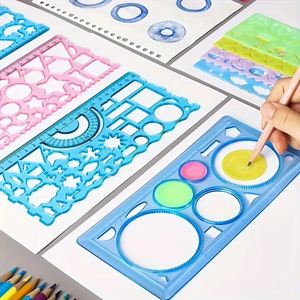 Géométrie Spirographe Dessin Pochoirs Set Peinture Modèle Art Artisanat Créatif Enfants Jouet Educatif Variété de Fleurs Règle - Product Image 6