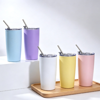 Gobelet isotherme en acier inoxydable à double paroi de 20 oz avec couvercle à paille, tasse à café portable pour voiture, idéal pour les cadeaux d'affaires en gros