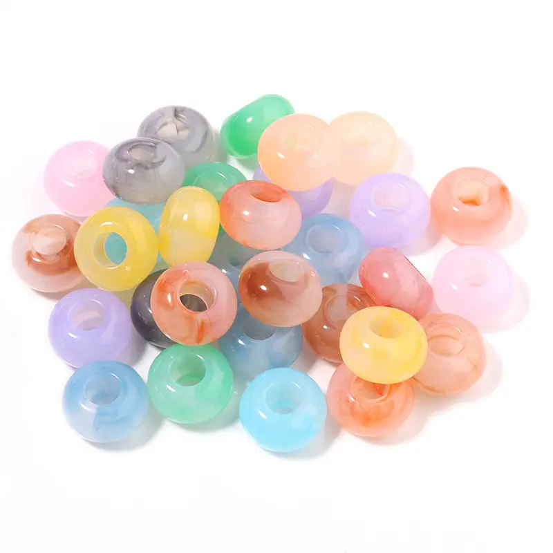 50 pz/pacco acrilico pop di cristallo due colori trasparente grande foro perline fai da te colore primavera bracciale perlina accessori all'ingrosso