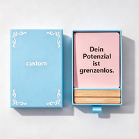 Coffret Cadeau de Cartes d'Affirmation Quotidiennes avec Support en Bois, Boîte de Rangement de Bureau, Logo Personnalisé pour Cadeau d'Anniversaire Femme