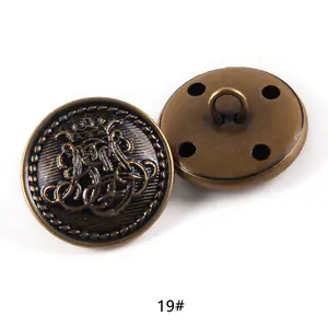 Custom Coat Metal Brass Sewing Shank Button Antique Brass Button With Embossed Logo For Garments