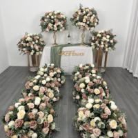 OEM/ODM Grande Composition Florale de Roses Artificielles en Soie Blanches de 50cm, 60cm, 70cm pour Centres de Table de Mariage
