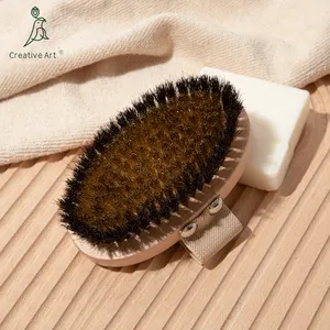 Hot Selling Skin Wet Or Dry Shower Brush Black Body Bath Brush With Soft Boar Bristle Buy Private Label Dry Skin