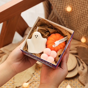ชุดของขวัญเทียนหอมอโรมาเธอราพี Relaxlines Ghostly Halloween ทำมือ เป็นมิตรกับสิ่งแวดล้อม ปราศจากสารพิษ ทำจากขี้ผึ้งถั่วเหลือง กลิ่นหอมสำหรับเทศกาล - Product Image 2