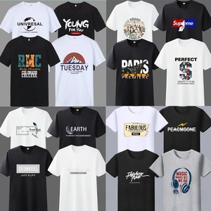 Camiseta de Verano para Hombre, 1 <span class=keywords><strong>Yuan</strong></span>, con Estampado Vintage, de Algodón Perlado, Cuello Redondo, Tejido de Punto, Manga Corta, Ajuste Holgado, Absorbe la Humedad, Tejido de 180g - Product Image 2