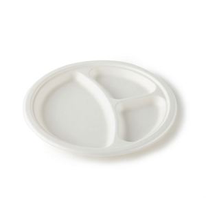 Assiette jetable ronde de 9 pouces en canne à sucre, compostable et biodégradable, de haute qualité, blanche - Product Image 2
