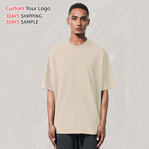 T-shirt Homme Col Montant Oversize en Coton Lourd 300 GSM Anti-Boulochage, Tissé, Qualité OEM, Épaules Tombantes, Impression Personnalisée - Product Image 2