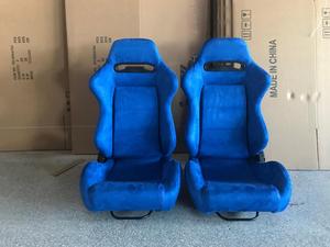Sedili da Corsa Universali RECARO SR3 in Pelle Scamosciata Blu con Binari a Doppio Blocco per Auto - Product Image 1