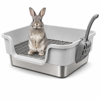 Bac à litière extra large en acier inoxydable pour lapin, pour la maison des animaux de compagnie