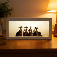 Cadre photo en bois personnalisé, lumière de nuit LED chrétienne Jésus avec diodes électroluminescentes, lampe d'art décorative personnalisée, impression UV
