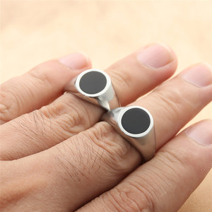 Men's Stainless Steel Round <b>Ring</b> Glossy <b>Silver</b> Matte <b>Silver</b> Retro Punk Style Geometric Design Gift Jewelry 280685 - Product Image 4
