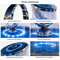 Fontaine sculpturale en acier inoxydable poli miroir pour hôtels, places publiques, jardins et décoration commerciale