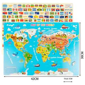 <span class=keywords><strong>Puzzle</strong></span> de carte du monde en bois classique et populaire, jouets magnétiques en bois, cadeau pour enfants - Product Image 3