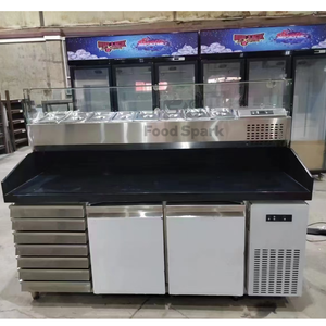 Table de préparation à plateau en marbre et en acier inoxydable <span class=keywords><strong>professionnel</strong></span> / Vitrine réfrigérée pour pizzas / <span class=keywords><strong>Comptoir</strong></span> <span class=keywords><strong>réfrigéré</strong></span> pour pizzas - Product Image 4