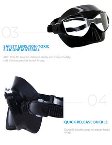 लहर कस्टम स्कूबा मुखौटा पारदर्शी लेंस सिलिकॉन तैरना स्नॉर्कलिंग ऑटो-क्लिप बकसुआ प्रणाली मुक्त गोताखोरी मुखौटा - Product Image 4