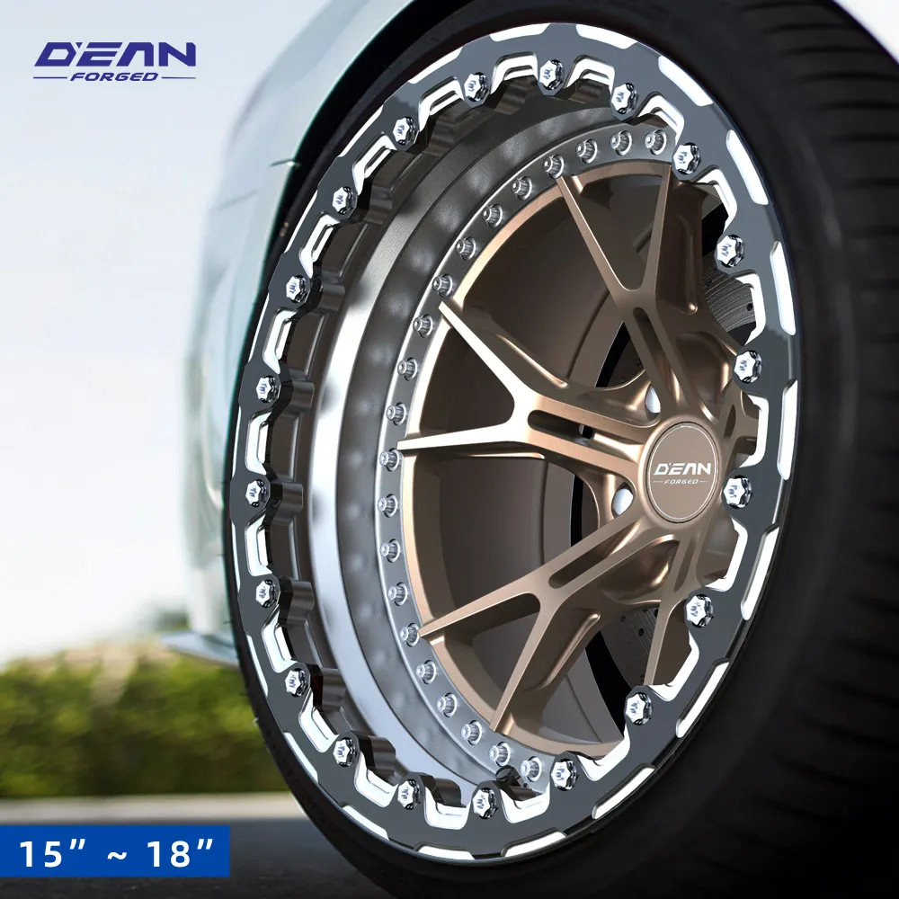 DEAN RT002 beadlock Racing ruedas personalizadas forjadas de 2 piezas 15 17 18 pulgadas 6061-T6 cuerpo ancho gran envolvente montaje Rueda de la rueda de la GT-R