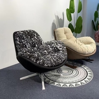 Fauteuil pivotant Penguin surdimensionné en peluche rembourré avec base en étoile pour salon, chambre à coucher, détente
