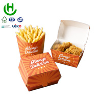 Scatola per Hamburger in Cartone Kraft Marrone con Logo Personalizzato, Confezione per Burger e Patatine Fritte, Resistente al Grasso, per Asporto Fast Food