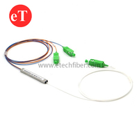 FTTH kemasan tabung baja Mini 1x2 SC/APC UPC 1m 2 cara pemisah serat optik PLC