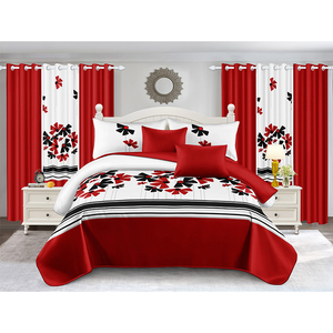 Offre Spéciale : Parure de Lit avec Couette en Coton Personnalisée, Ensemble Housse de Lit 9 Pièces et Rideaux Floraux pour Toutes Saisons - Product Image 1