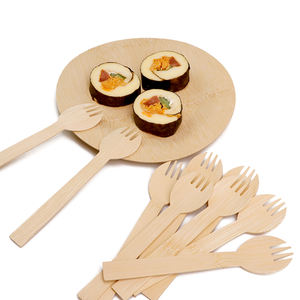 ช้อนส้อมไม้ไผ่คุณภาพสูงสำหรับงานแต่งงาน แบบ 2 in 1 ใช้ได้สองแบบ ขนาด 17 ซม. ขายส่ง - Product Image 5