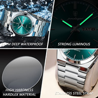 Montre homme Poedagar quartz aiguilles luminescentes élégant professionnel boîtier acier inoxydable bracelet cuir date