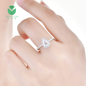 Betterstar IGI GIA gecertificeerde HPHT CVD VVS laboratorium gekweekte diamanten juwelen peer-vormige diamanten <span class=keywords><strong>ring</strong></span> massief gouden <span class=keywords><strong>ring</strong></span> verlovingsring dames - Product Image 6