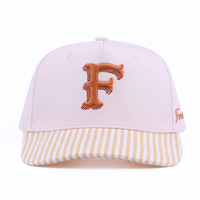 Casquette de baseball personnalisée avec lettres brodées en 3D, 5 panneaux, visière rayée, structurée, bicolore, 100% coton, pour hommes, fabricant en gros, CE BSCI