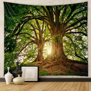Lumière du soleil en streaming à travers la forêt arbre <span class=keywords><strong>tapisserie</strong></span> tenture murale pour <span class=keywords><strong>chambre</strong></span> salon collège - Product Image 4