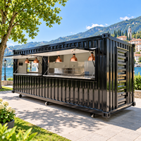 Bar en conteneur modulaire de 20 pieds, cuisine modulaire extérieure en conteneur pour entreprise de restauration rapide (BBQ, burgers) à vendre
