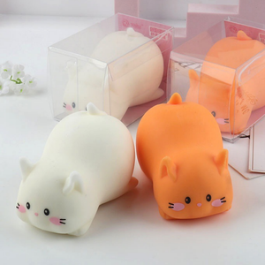 Hot Sale PU Mini Kawaii Cartoon Cat Shaped Pressure Release Promotional Gift Decompression Squeeze Toy Unisex All Ages - Product Image 1